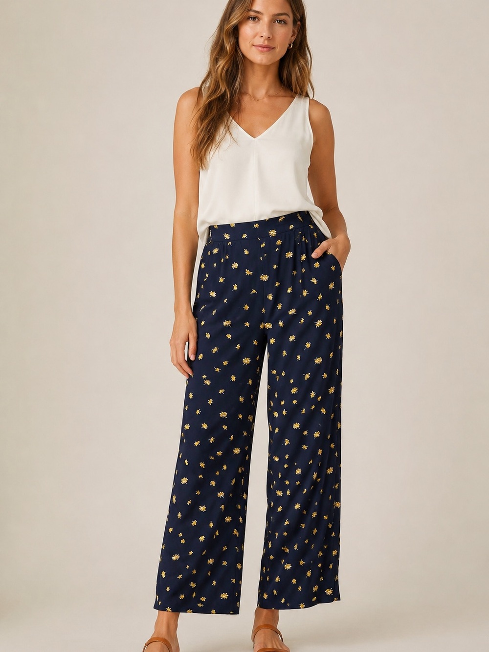 Madewell Huston Pull-On Crop Pants Black Daisy Toss Size M